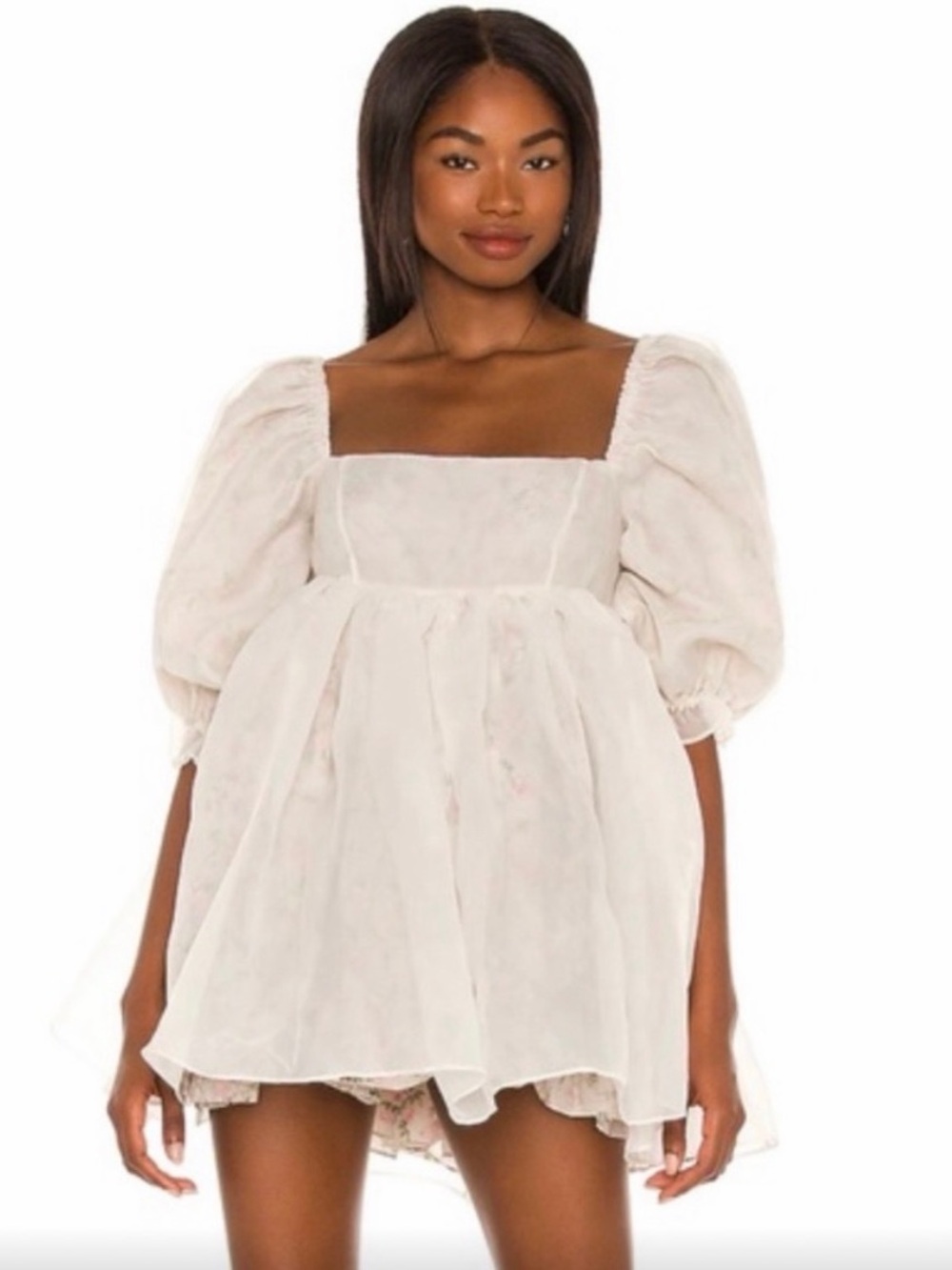 NWT Selkie The Puff Dress Heritage Rose Medium Reversible Organza Floral